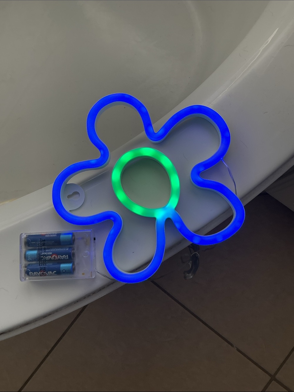 Blue and Green Flower LED Neon Sign Battery powered